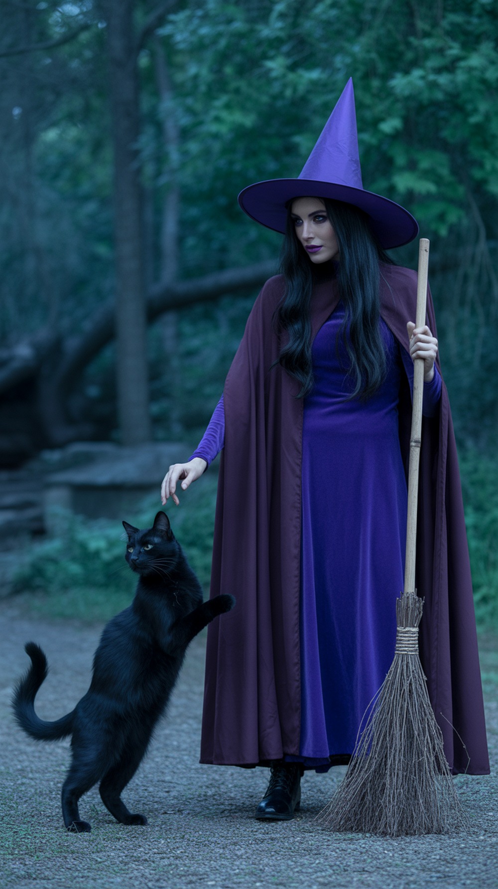Witch and Black Cat Halloween Costume