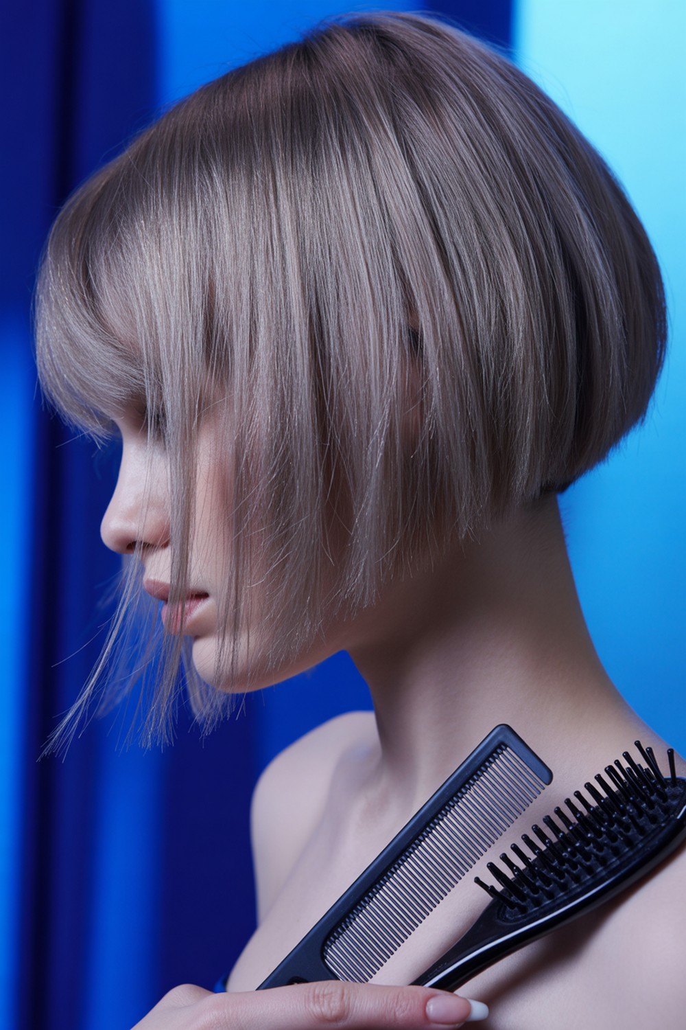 Angled Short Bob with Wispy Bangs