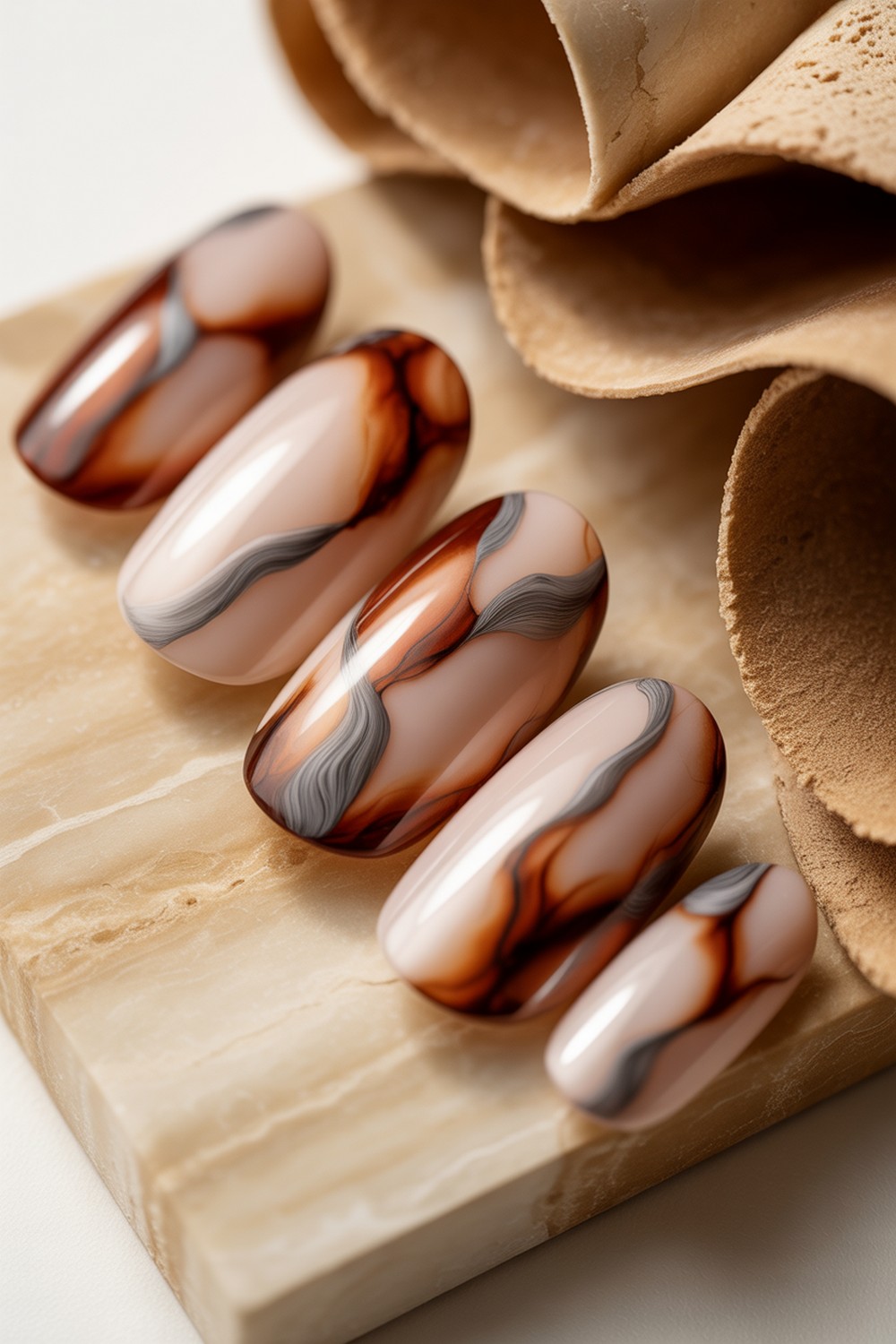 Burnt Sienna Marble Veins