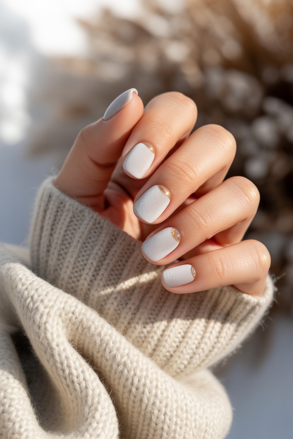 Cashmere Matte Velvet Frosty Milky White Winter Nails
