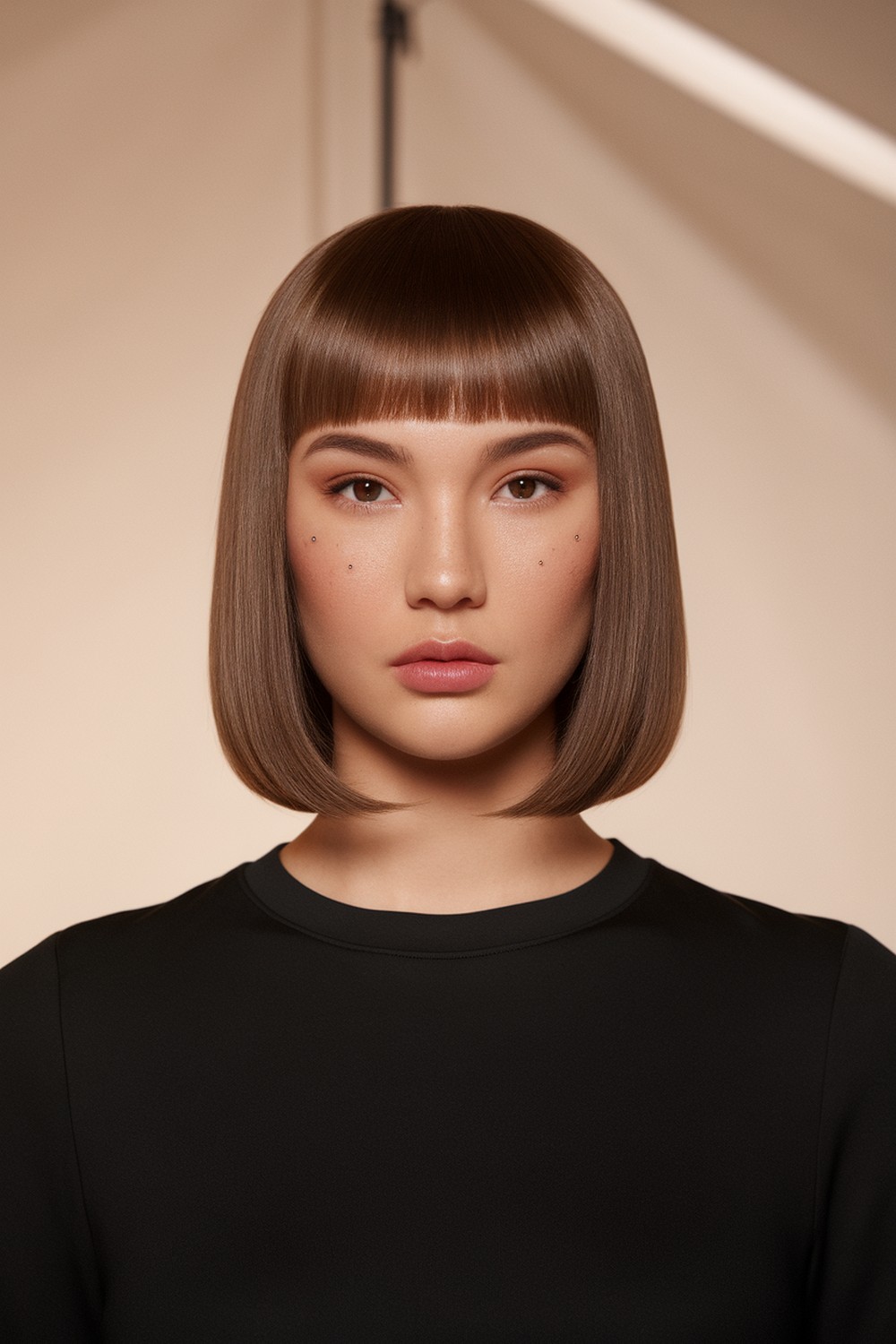 Classic Blunt Lob with Middle Part