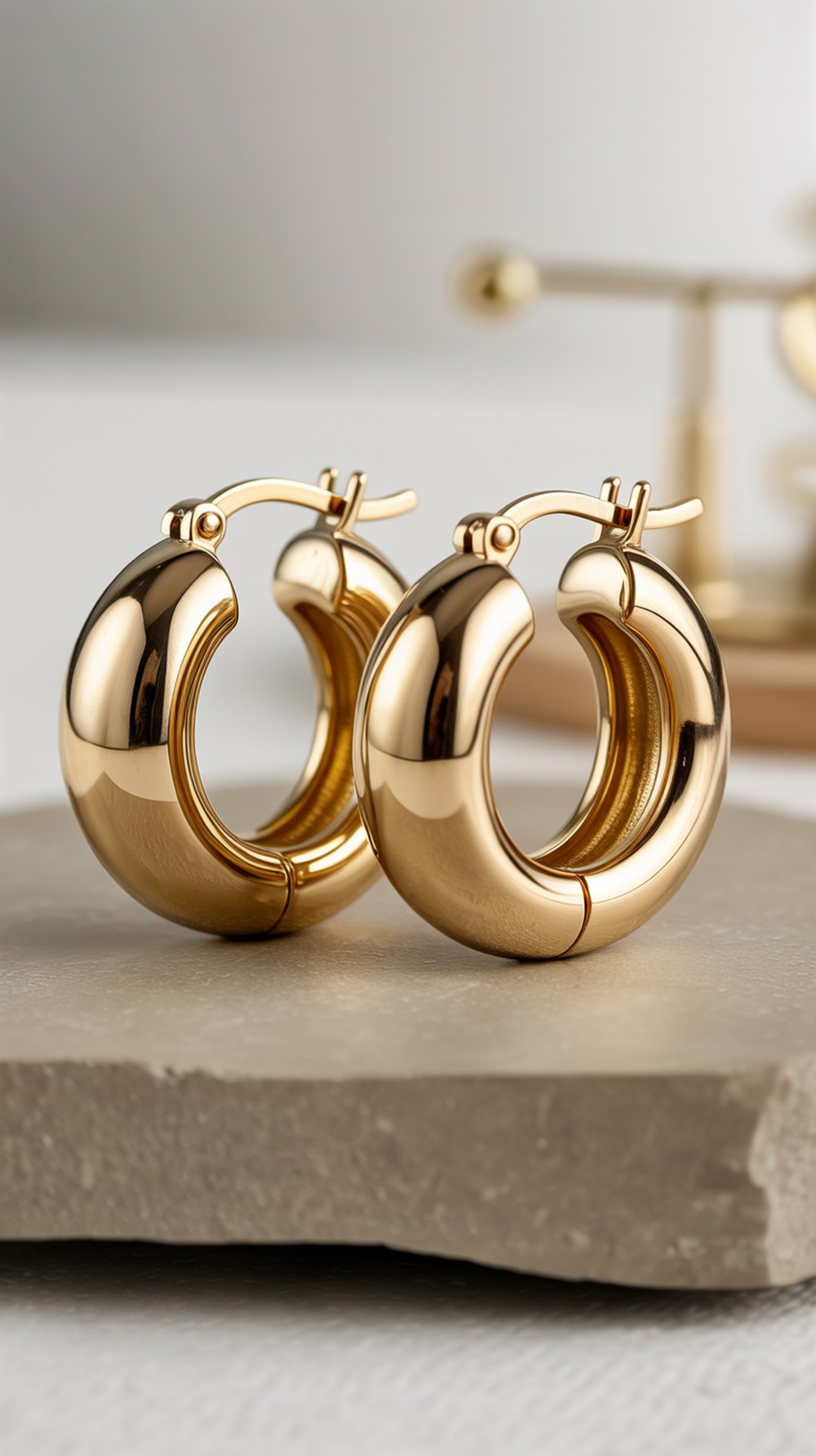 Classic Chunky Huggie Thick Gold Hoop Earrings