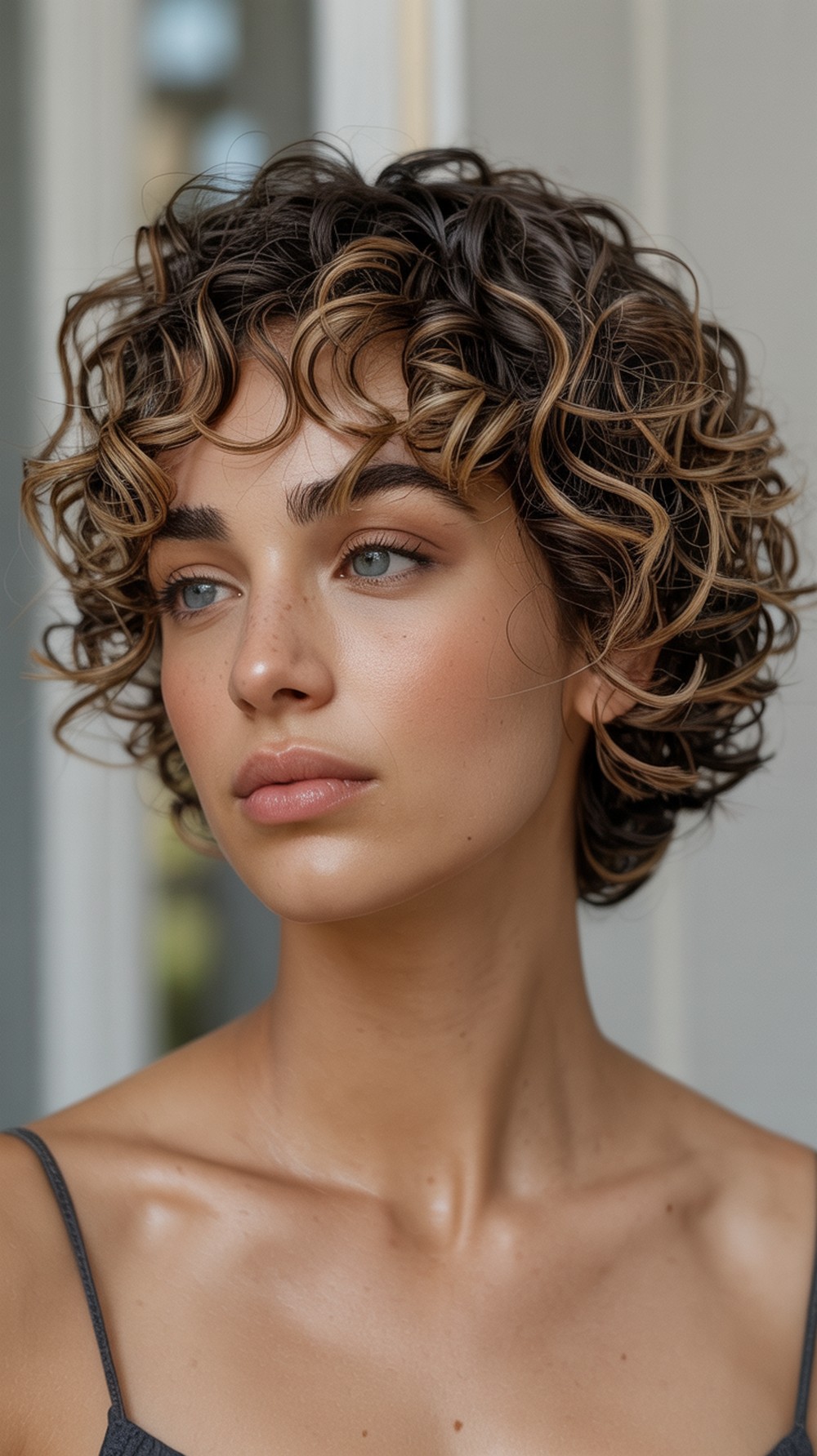 Curly Crop with Defined Halo Formal Hairstyle