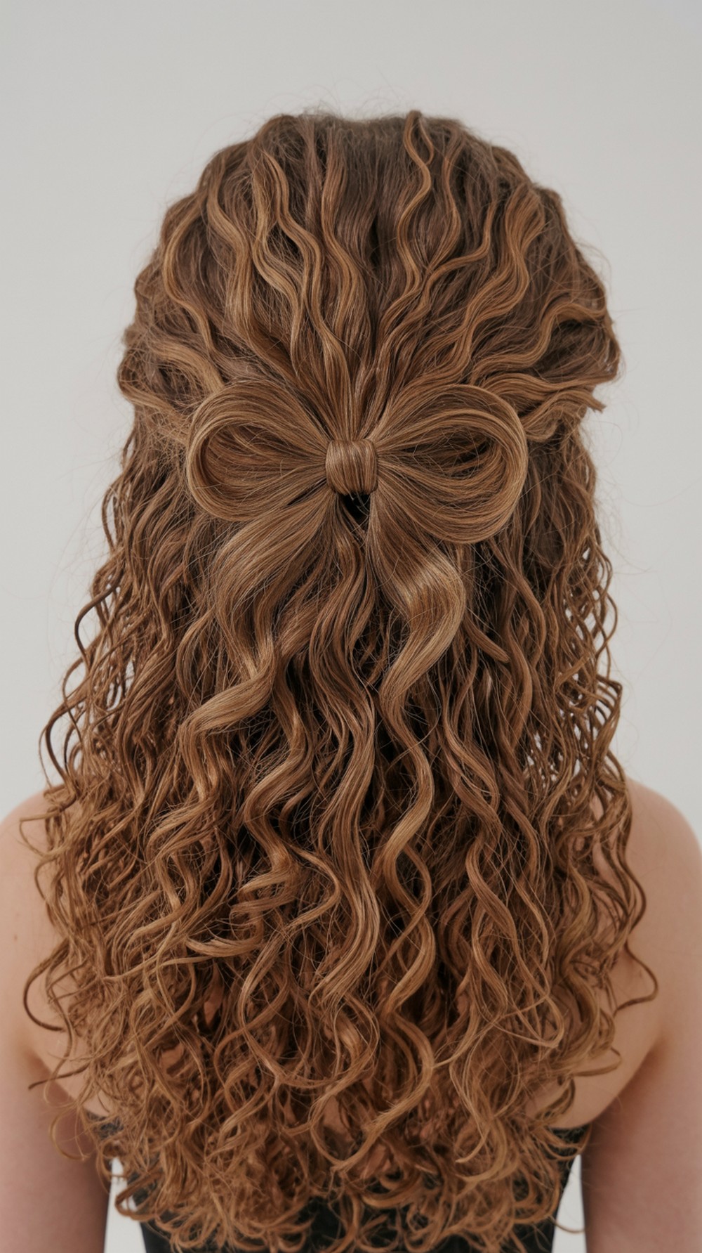 Curly Half Up Bow Detail Prom Hairstyle