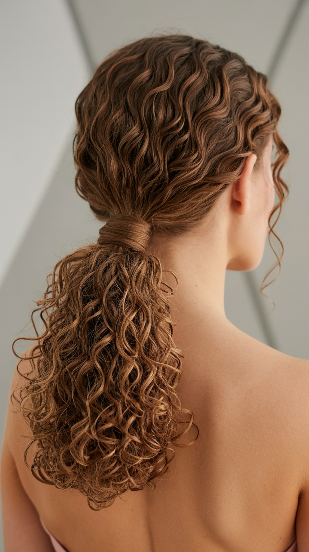 Curly Ponytail with Wrapped Base Prom Hairstyle
