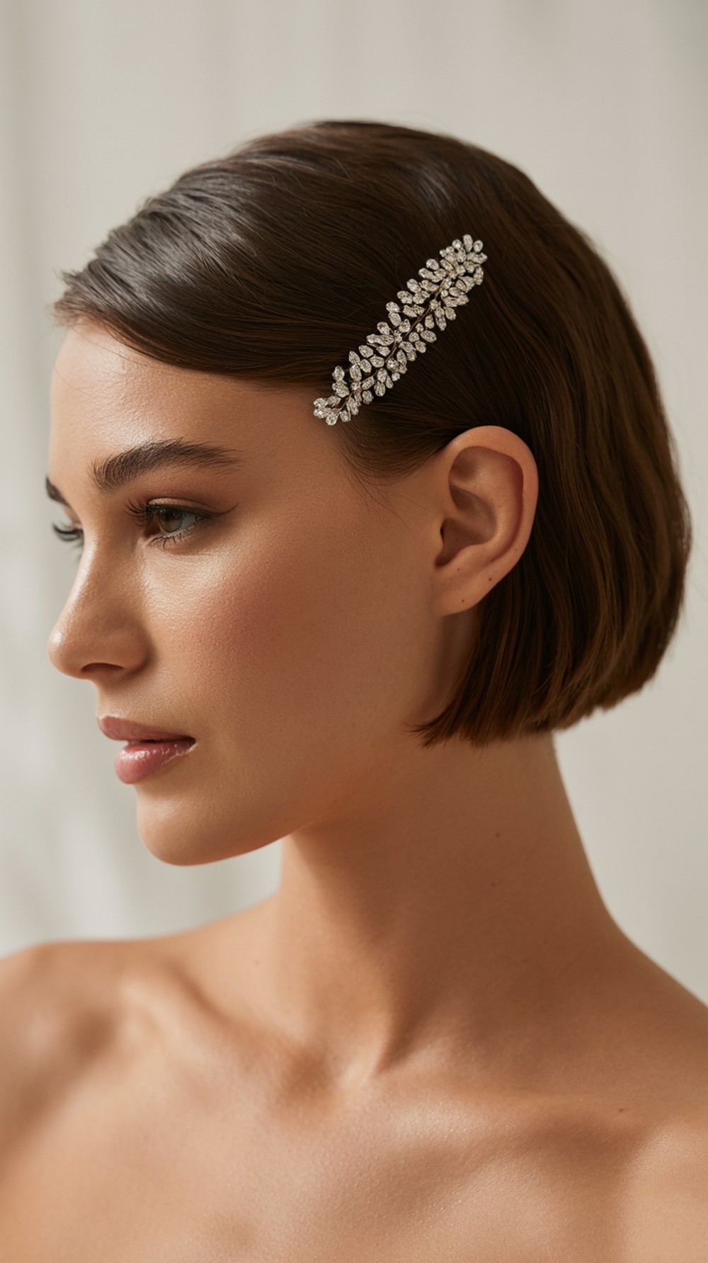 Deep Side Part with Statement Barrette Formal Hairstyle