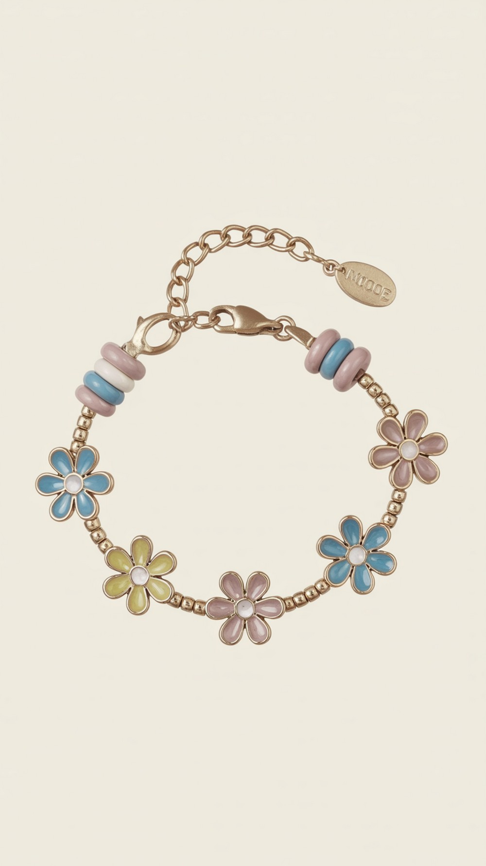 Enamel Charm Flower Beaded Bracelet