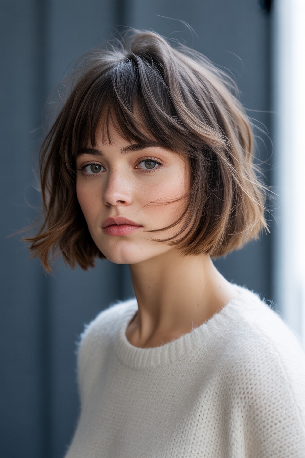 French Girl Short Bob with Wispy Bangs