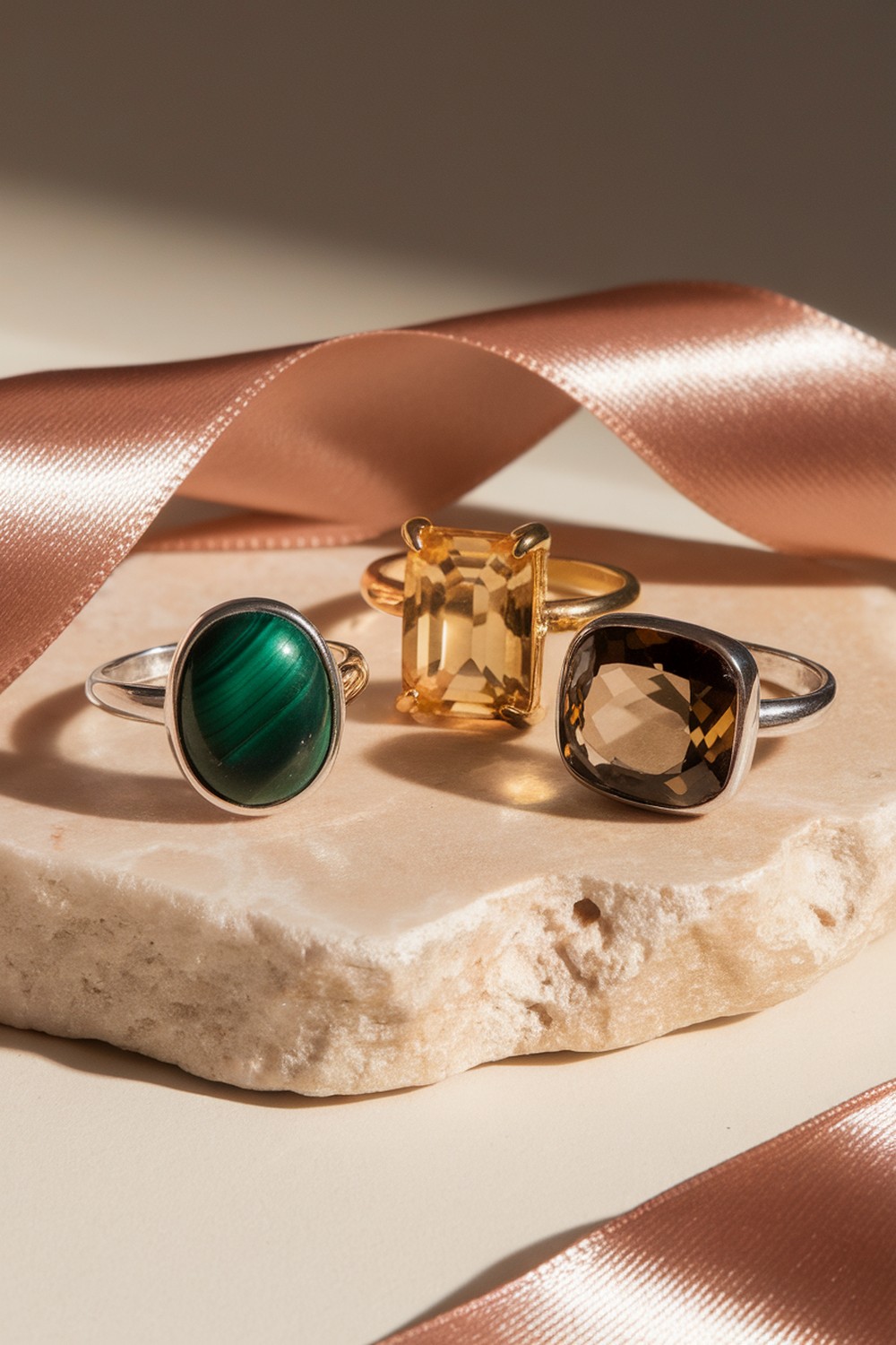 Gem Set Chunky Rings Cabochons, Baguettes, and Bold Gold