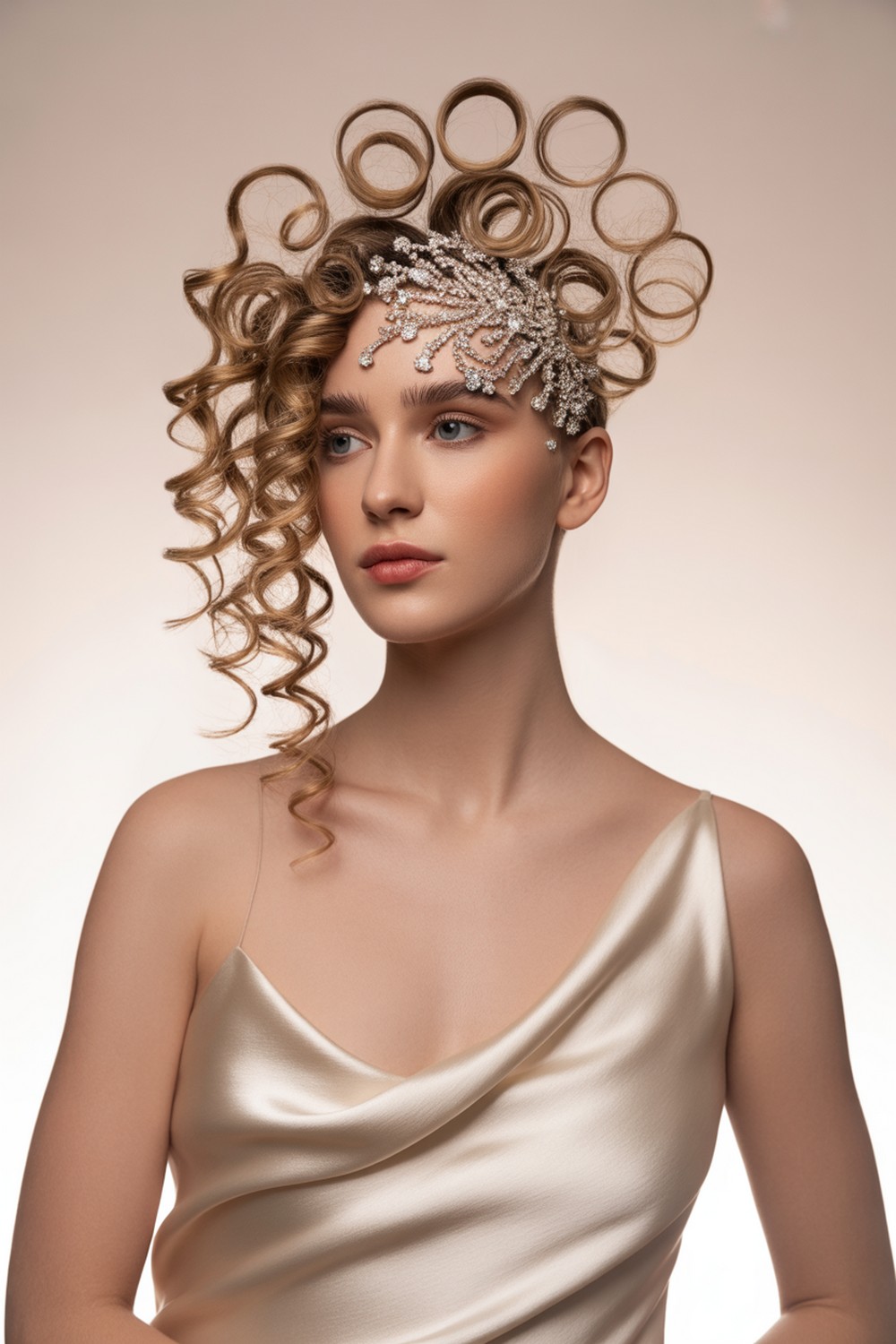 Glam Clip Accent Romantic Curls with Side Sweep Hairstyles