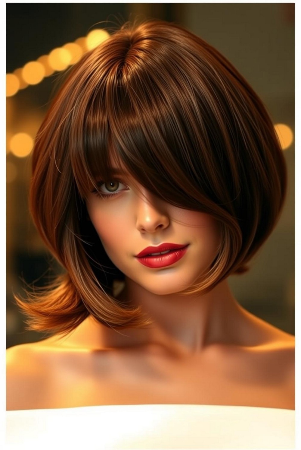 Italian bob hairstyle with glossy blowout