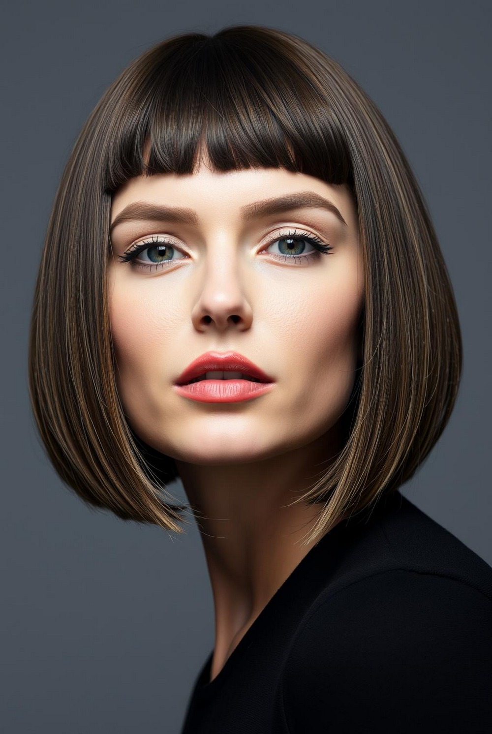Italian bob hairstyle with micro fringe