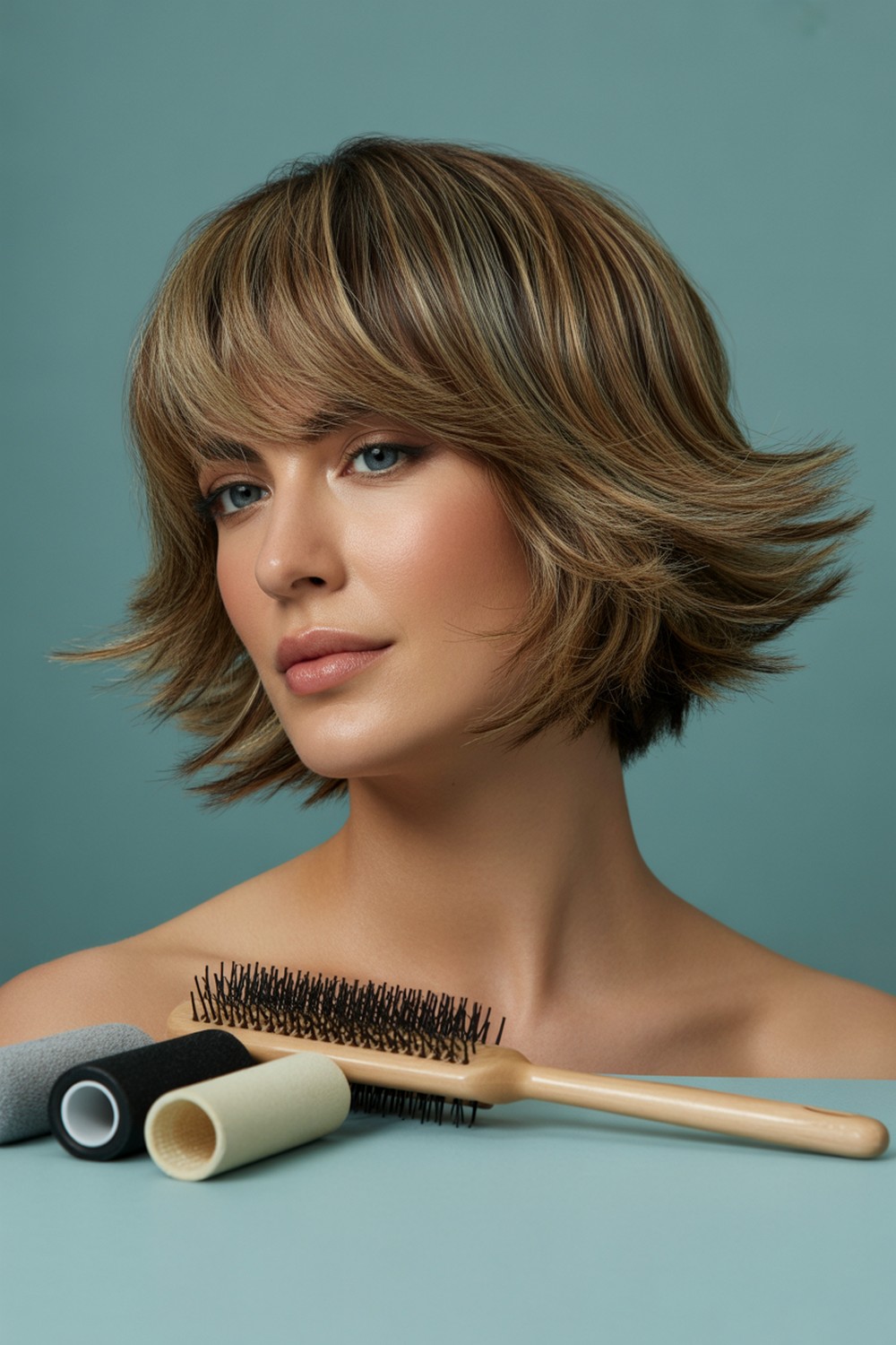 Layered Volume Short Bob with Wispy Bangs