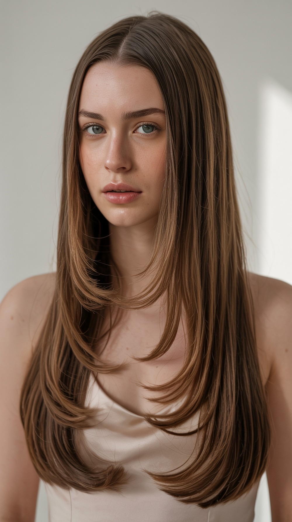 Long Straight with S Curve Ends Hairstyle