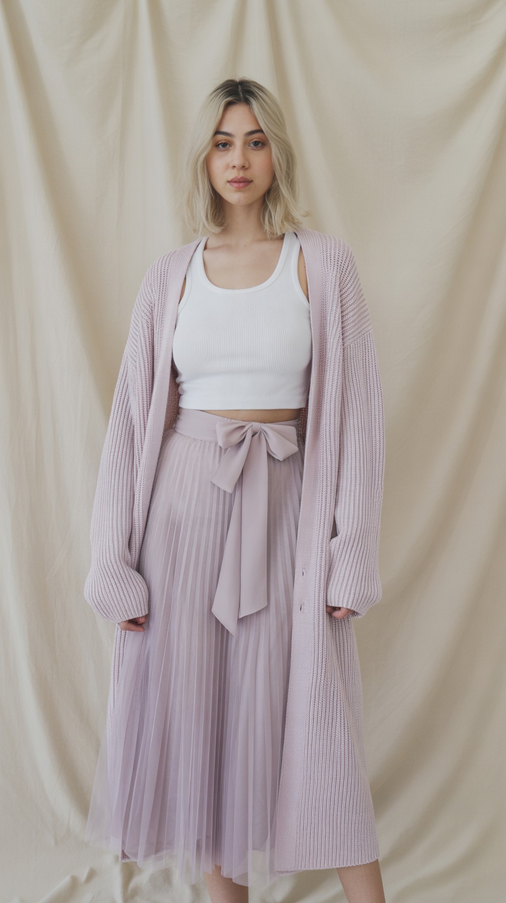 Monochrome Pastels with Mixed Knit Layers