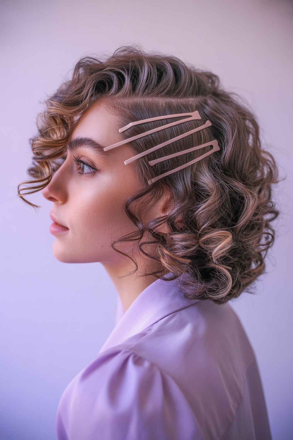 Natural Texture Romantic Curls with Side Sweep Hairstyles