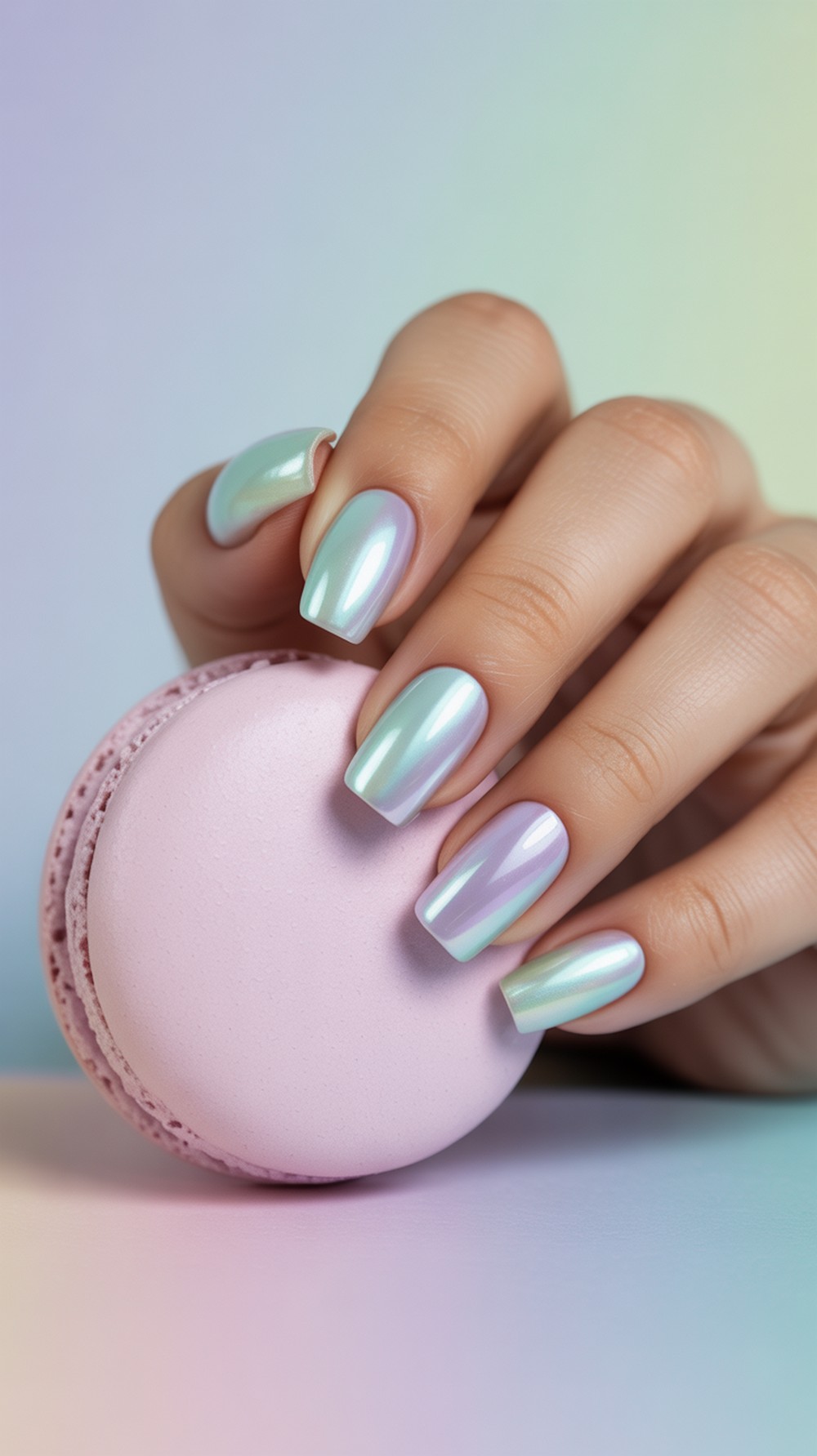 Pastel Ombré Chrome & Aura Nails