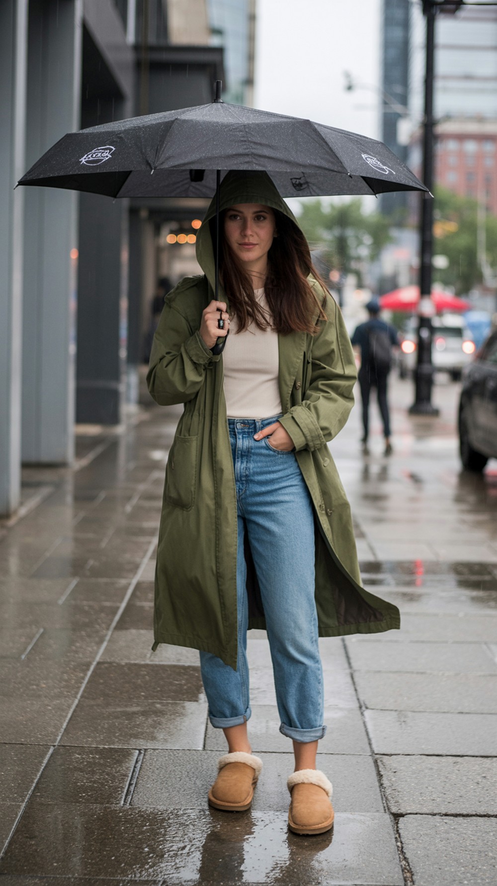 Rain Ready Layers Ugg Slippers Outfit