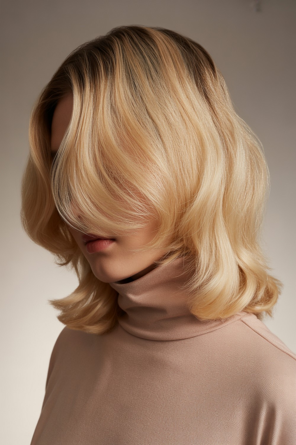 Rooted Shadow Blend Glossy Butter Blonde Hairstyle Trend
