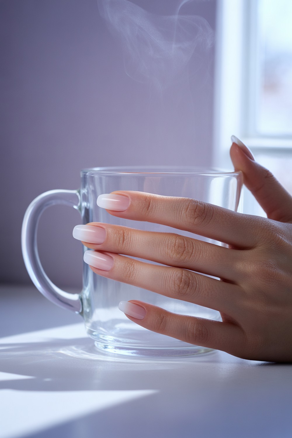 Sheer Ombré Frosty Milky White Winter Nails