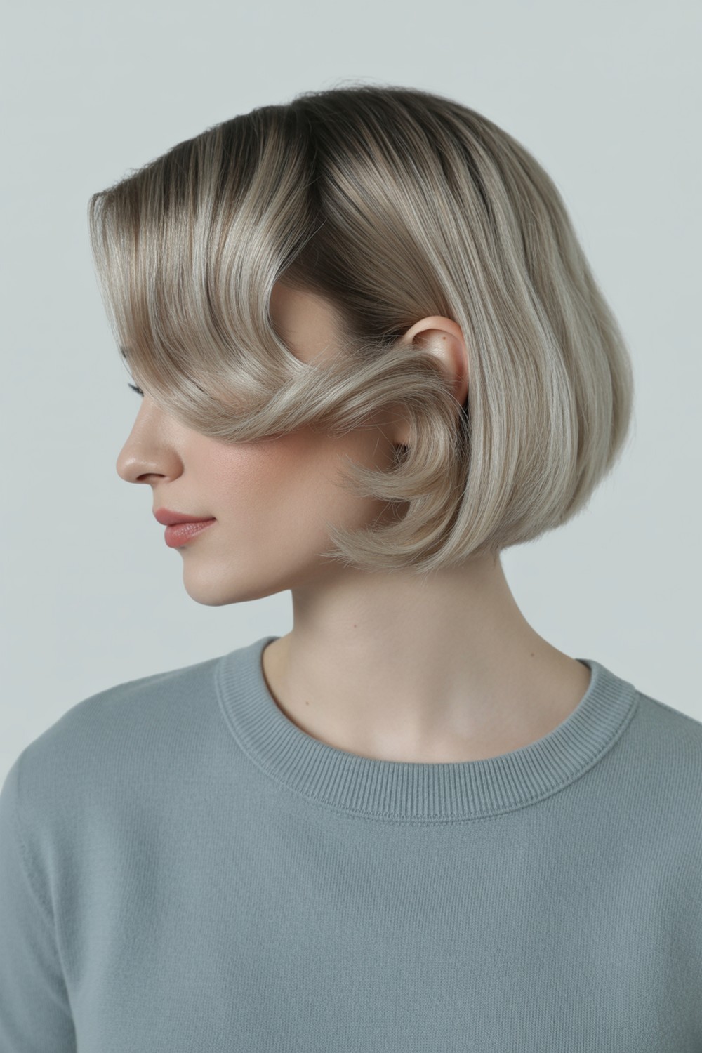 Short Bob Romantic Curls with Side Sweep Hairstyles