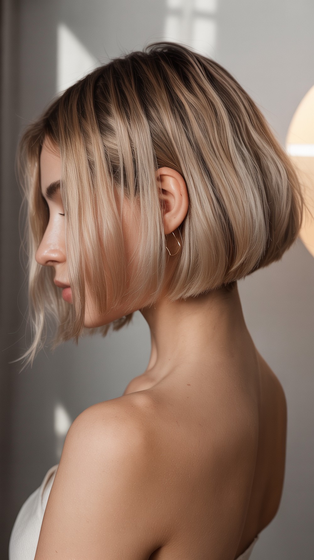Short French Bob Hairstyles with Peekaboo Highlights