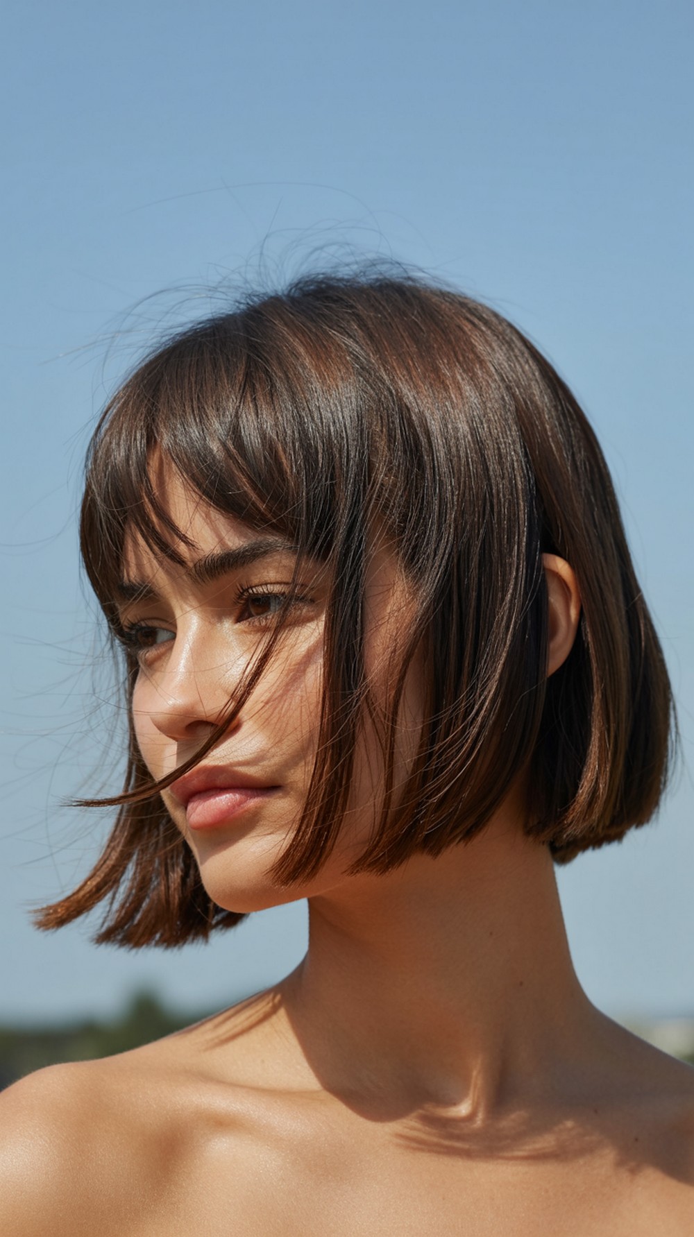 Short French Bob Hairstyles with Wispy Curtain Fringe