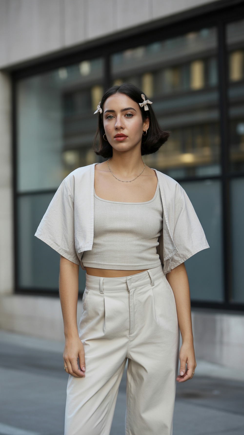 Shrug + Tank Twinset with Bow Barrettes