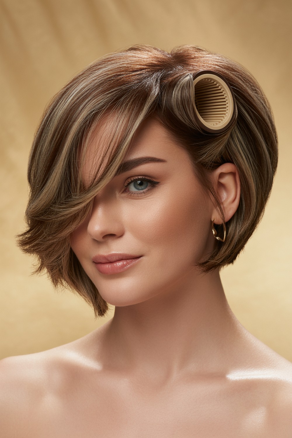 Side Part Short Bob with Wispy Bangs