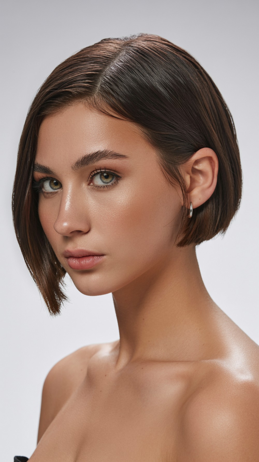 Sleek Ear Tuck Micro Bob Formal Hairstyle