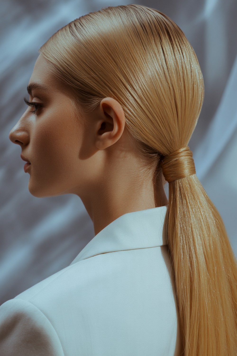 Sleek Pony Elevation Glossy Butter Blonde Hairstyle Trend