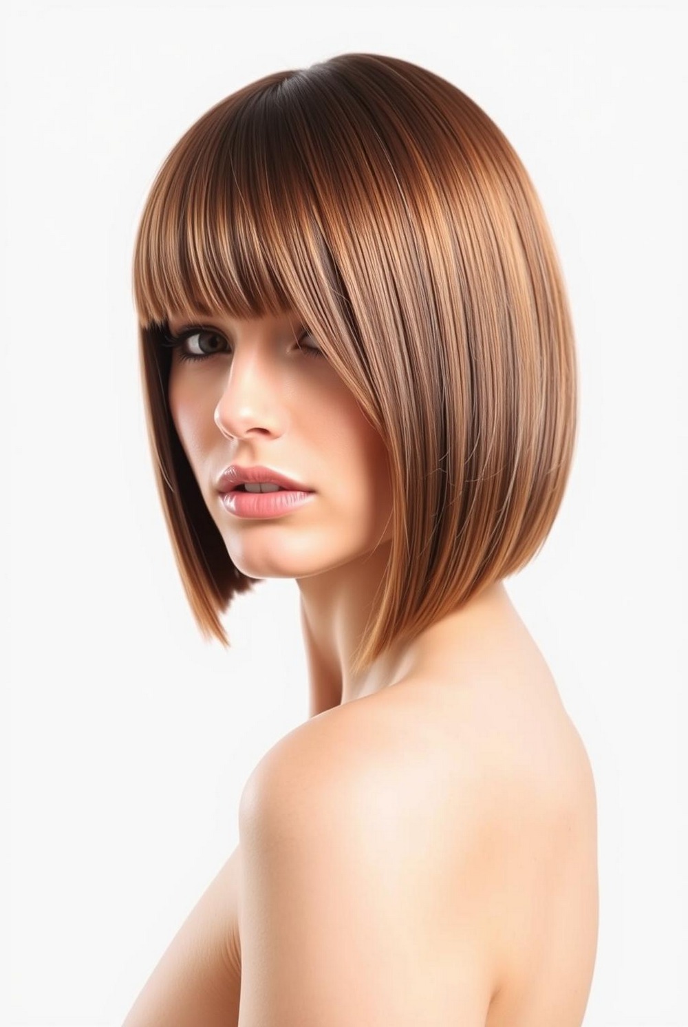 Sleek jaw length Italian bob hairstyle