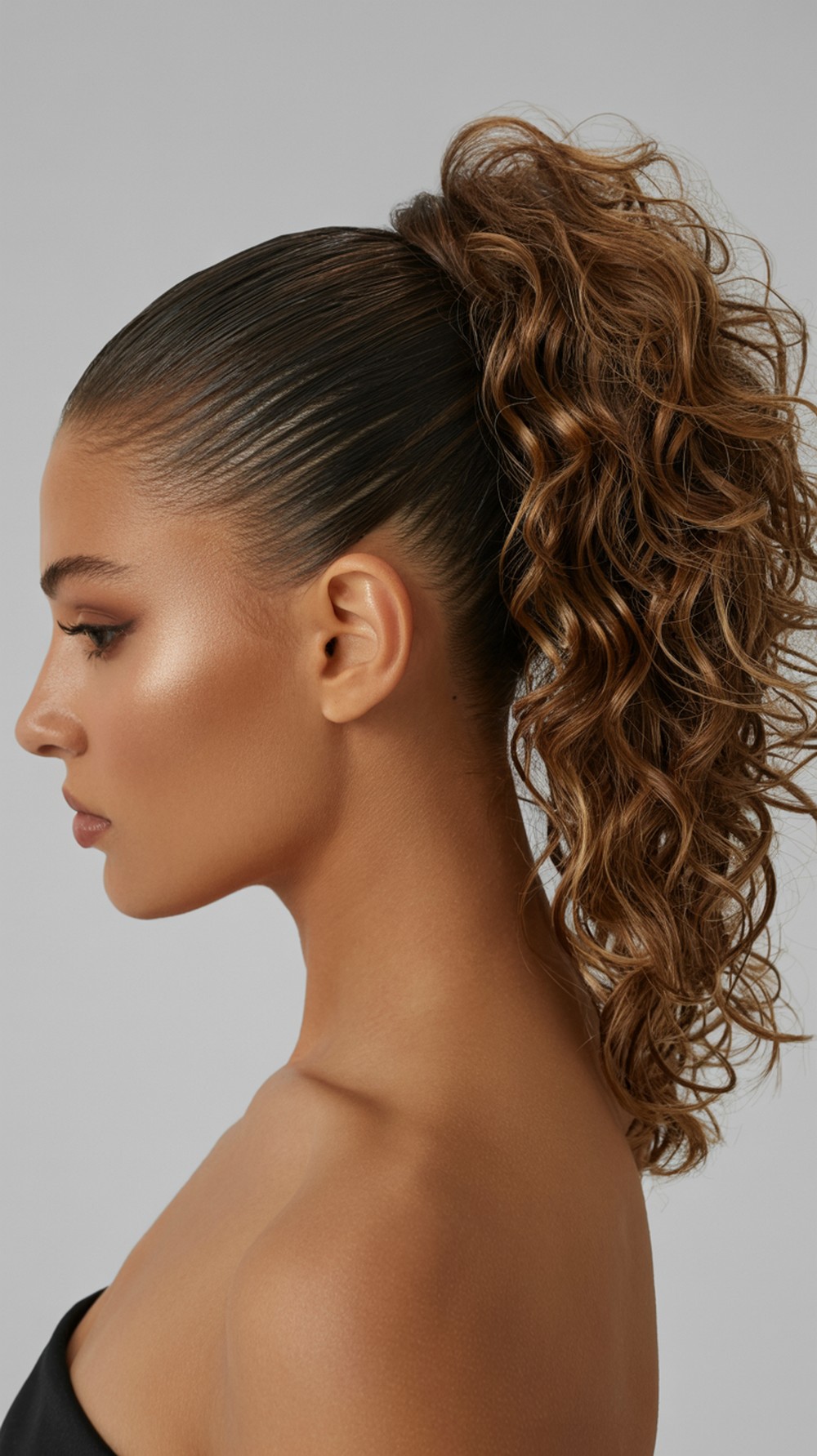 Slick Back Curly Pony Prom Hairstyle
