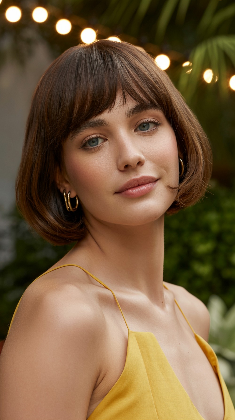 Soft Blunt Bob with Bottleneck Bangs