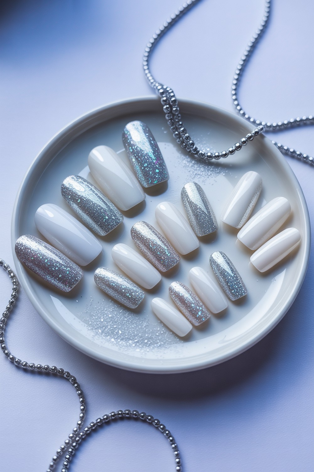 Sugar Glitter Frost Frosty Milky White Winter Nails