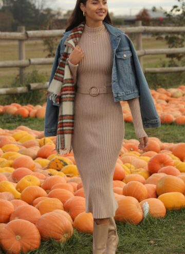 Sweater Dress & Knee Boots Pumpkin Patch Outfit