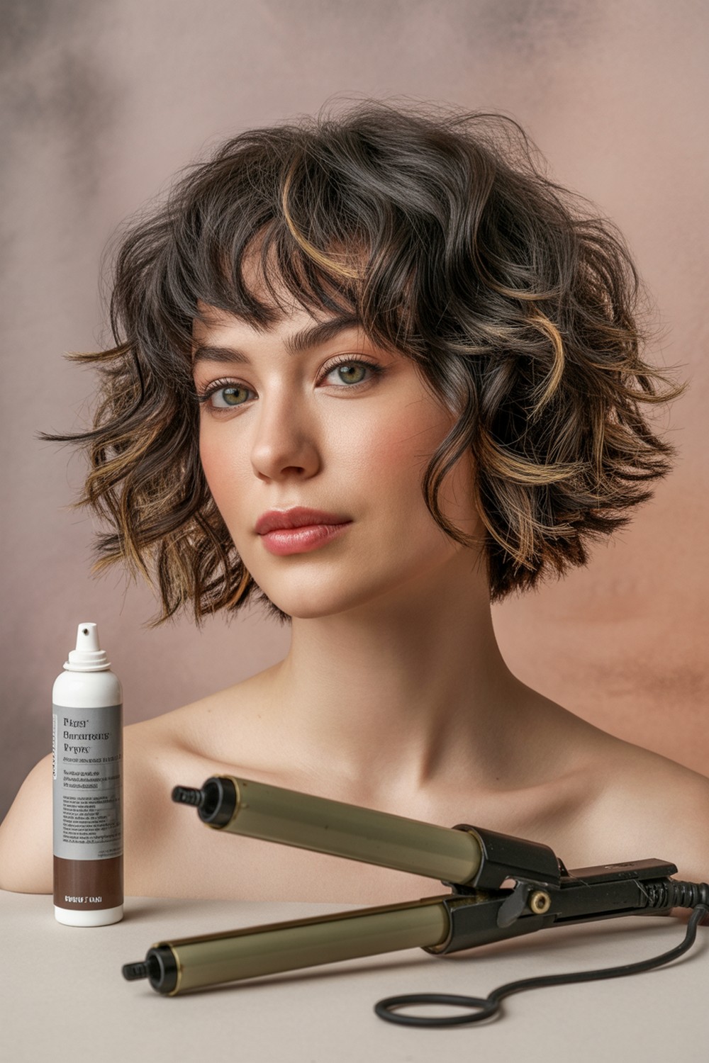 Tousled Textured Short Bob with Wispy Bangs