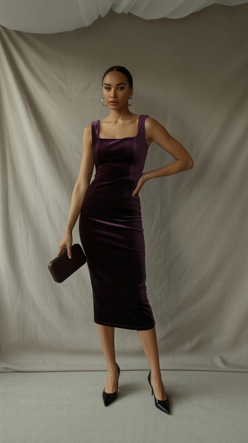 Velvet Bodycon with Square Neck
