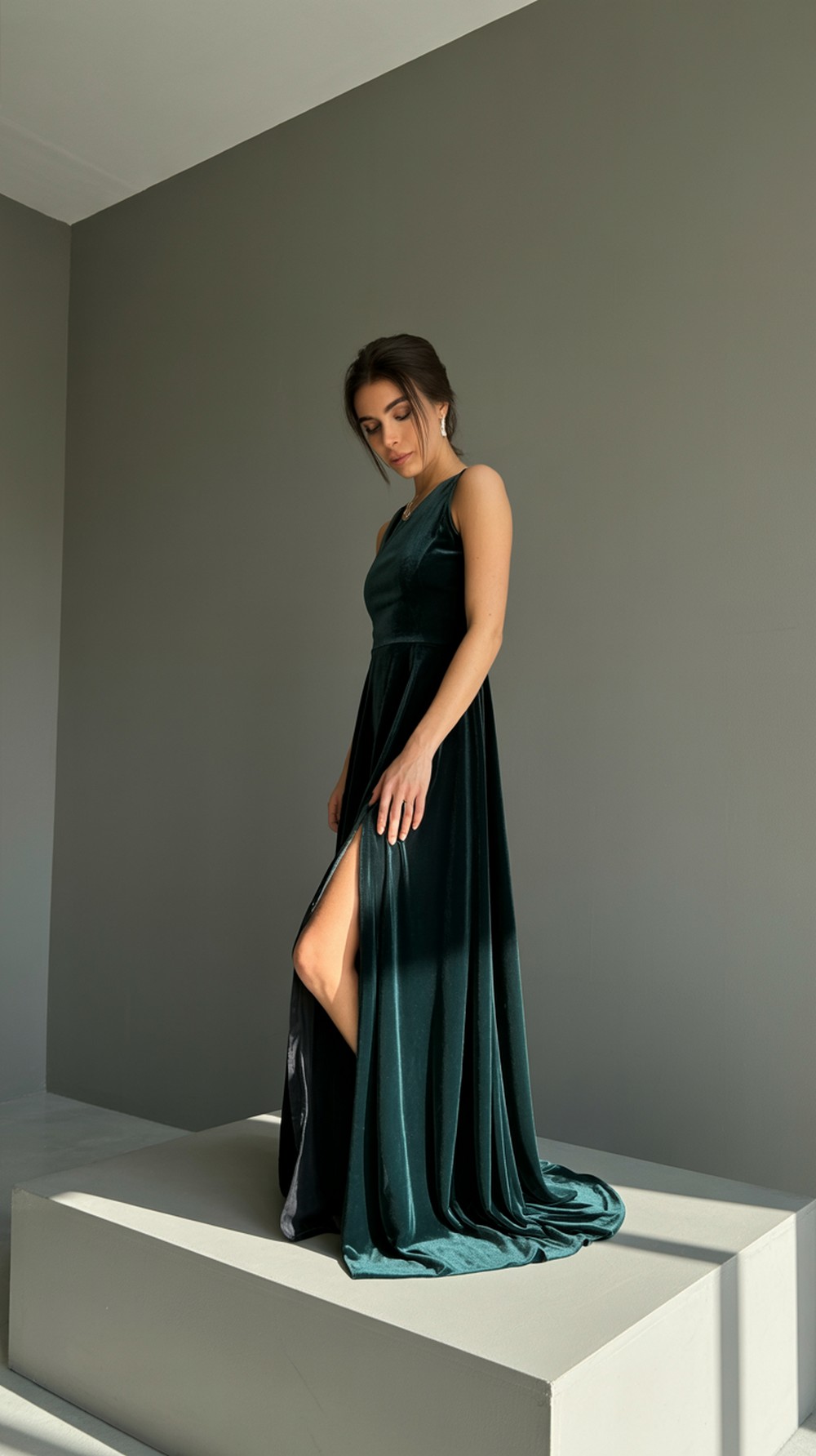 Velvet Maxi with Thigh Slit