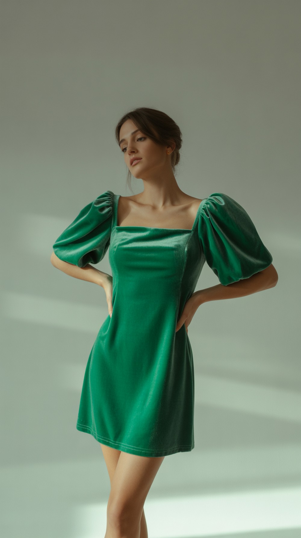 Velvet Puff Sleeve Dress