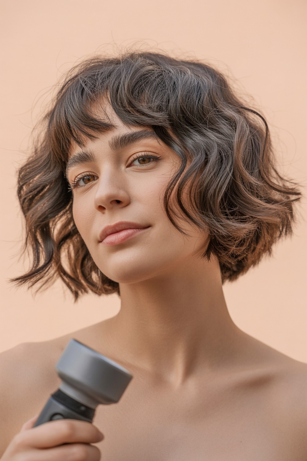 Wavy Crop Short Bob with Wispy Bangs