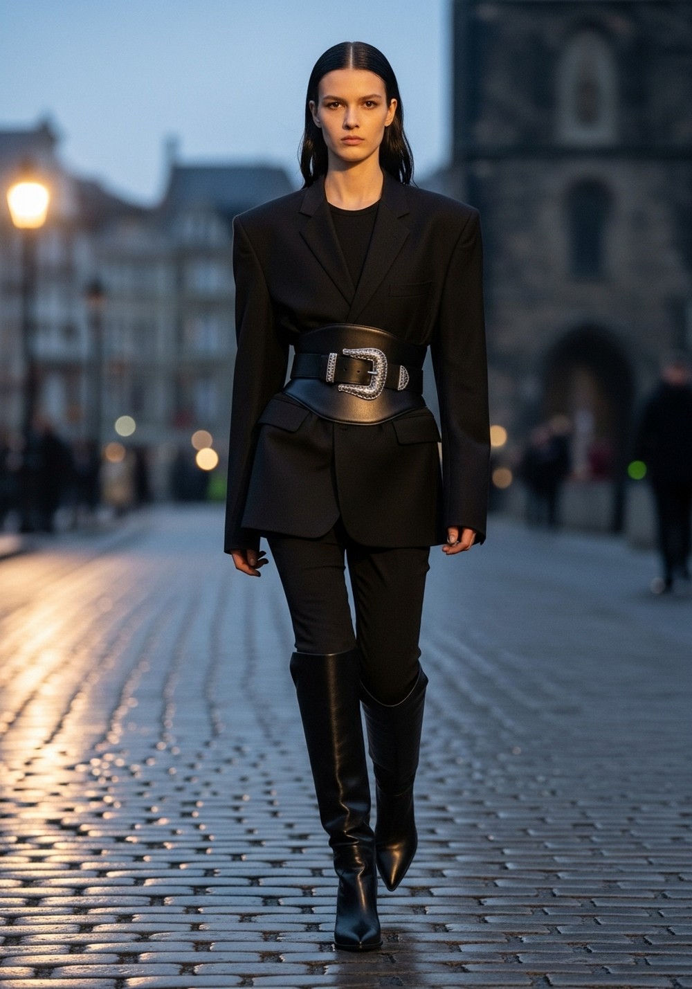 All Black Column + Statement Belt