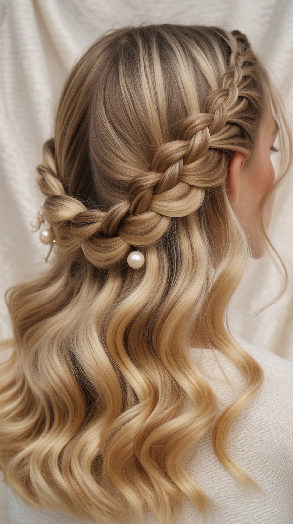 Braided Twist Hybrid Half Up Twisted Waves Hairstyle