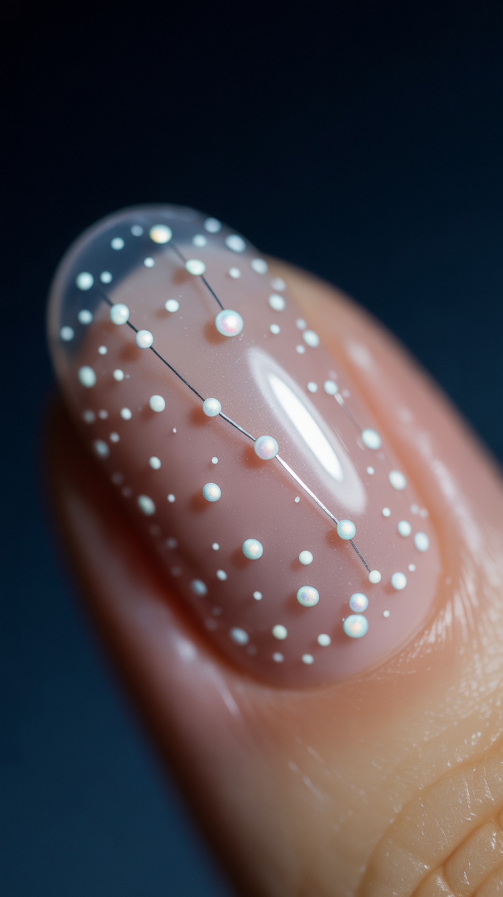 Celestial Dotting Crystal Clear Nails with Iridescent Sparkle