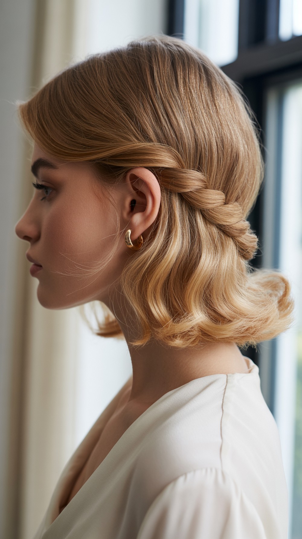 Classic Half Up Twisted Waves Hairstyle