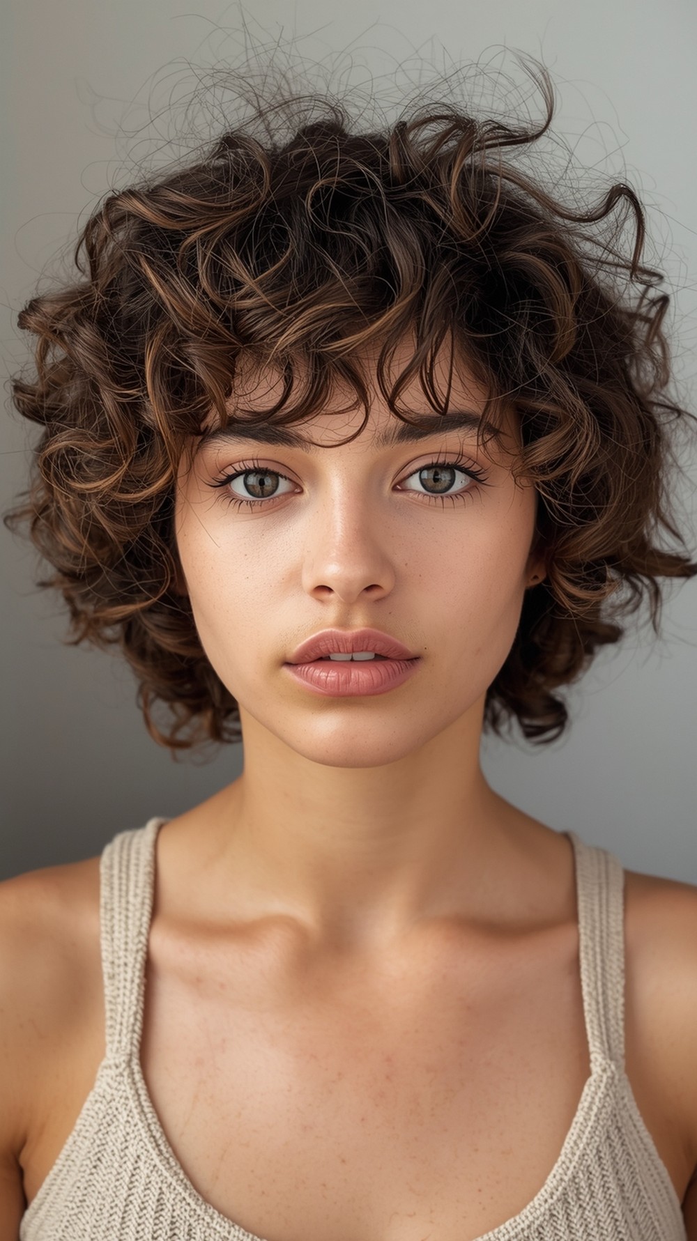 Curly Undone Pixie With Wispy Fringe