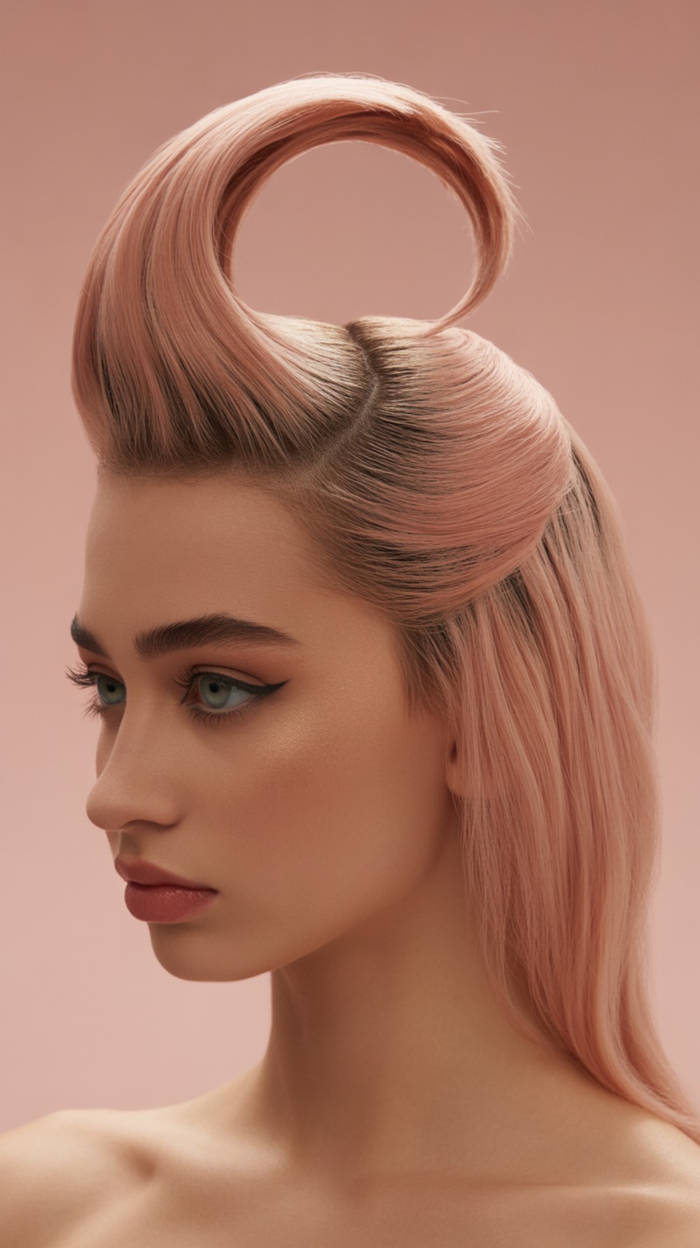 Curved “Swoop” Edge High Pony