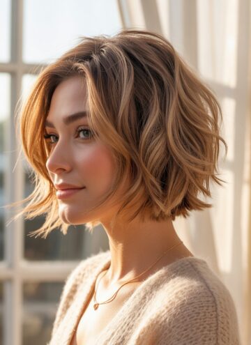 Feathered Ends Textured Bob Haircut Ideas with Side Part
