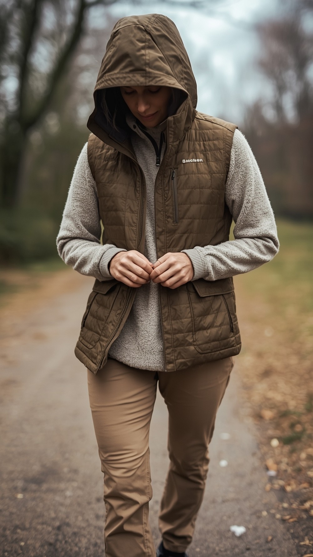 Fleece zip, quilted vest, and a shell jacket