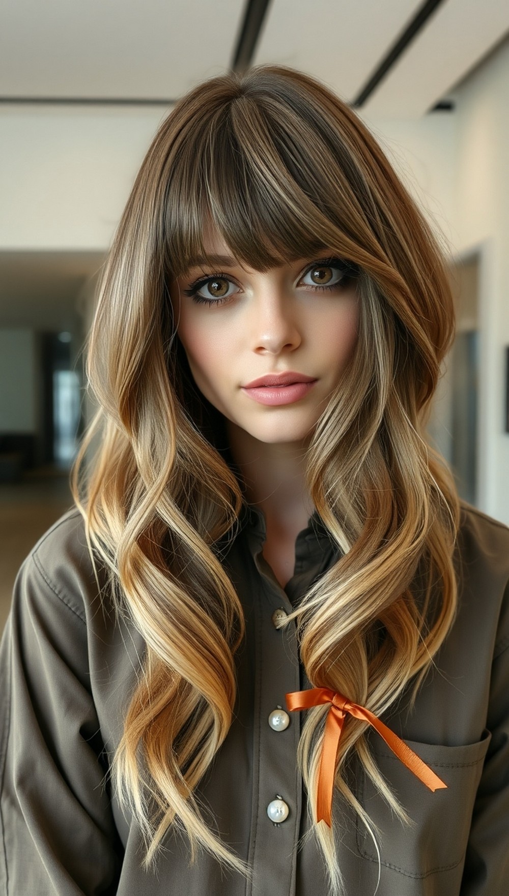 Layered “Butterfly” Cut Waves with Framing Curtain Bangs